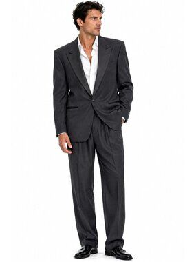 vintage 90s BAUMLER black wool formal suit tuxedo 50L 42W super 100 one button